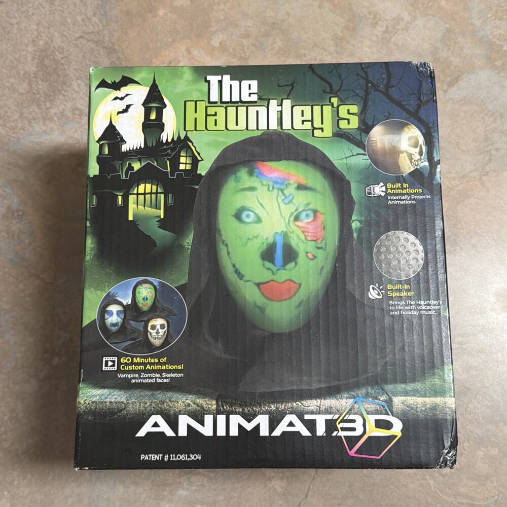 ANIMAT3D The Hauntley's Talking Animated Haunted Head Projector Halloween Decor
